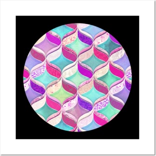 Patchwork Ribbon Ogee Pattern with Pink & Purple Posters and Art